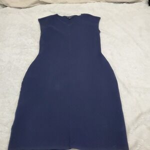 Brooks Brothers Blue Knit Ponte Cap Sleeve Dress Large Office Classic Capsule